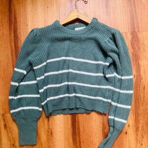 No Comment  Striped Puff-Shoulder Sweater Size Small
